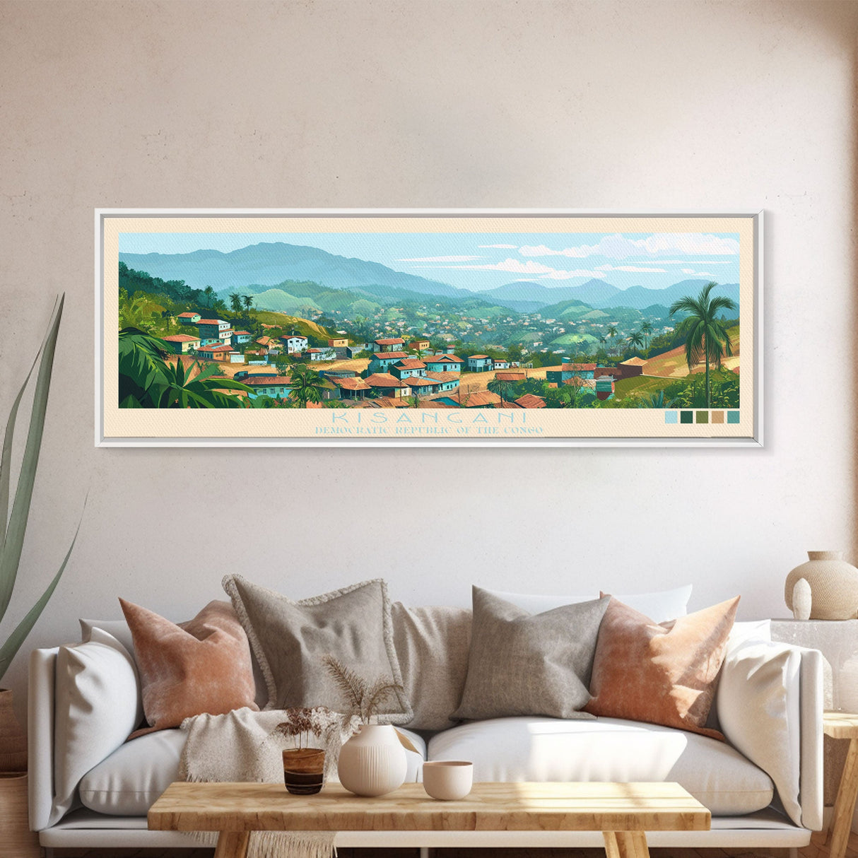 Kisangani, Congo Panoramic Travel Poster Canvas Print, Kisangani, Congo Painting, Congo Art, Kisangani Panoramic Travel Art, Travel Painting