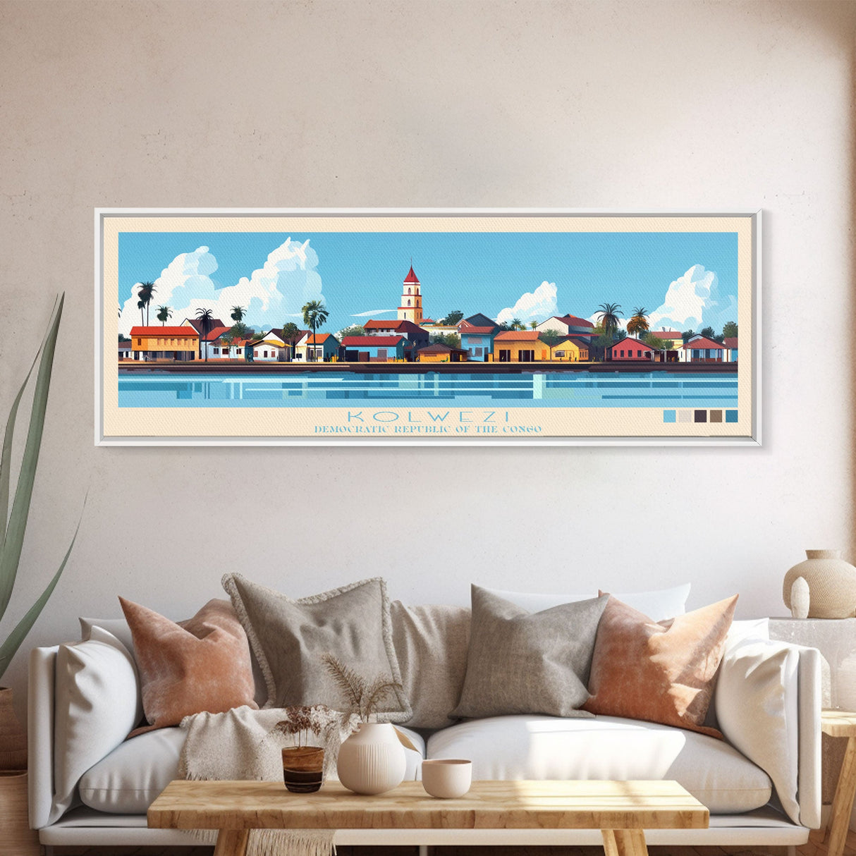 Kolwezi, Congo Panoramic Travel Poster Canvas Print, Kolwezi, Congo Painting, Congo Art, Kolwezi Travel Art, Guest Room Painting