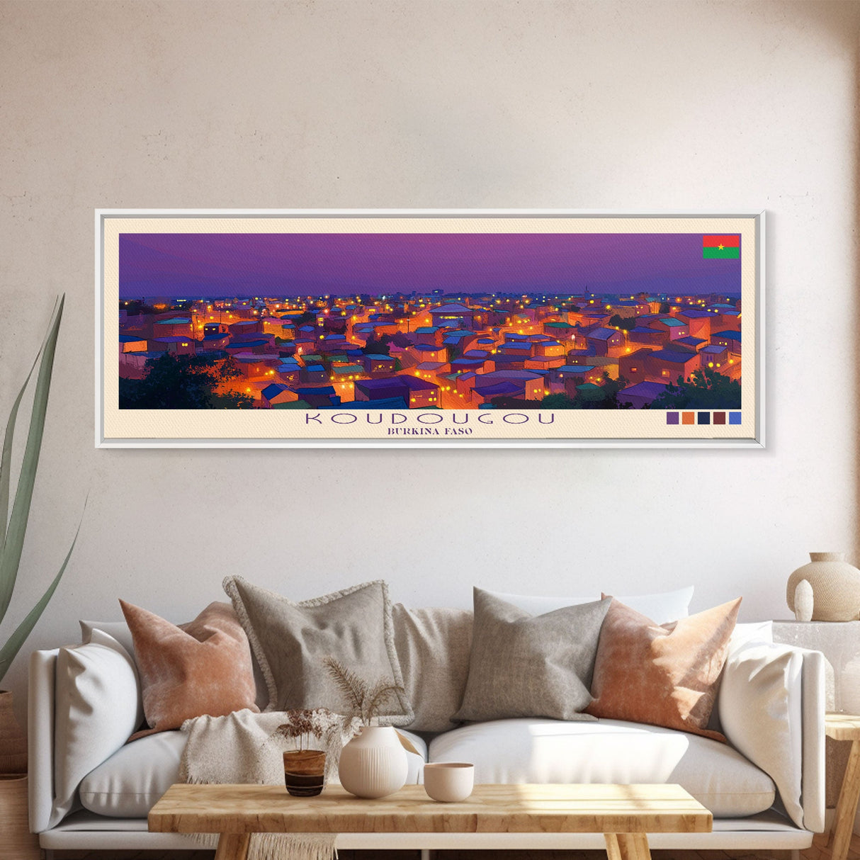 Koudougou, Burkina Faso Travel Poster Panoramic Canvas Print, Koudougou, Burkina Faso Painting, Burkina Faso Art, Koudougou Travel Art, Guest Room Painting