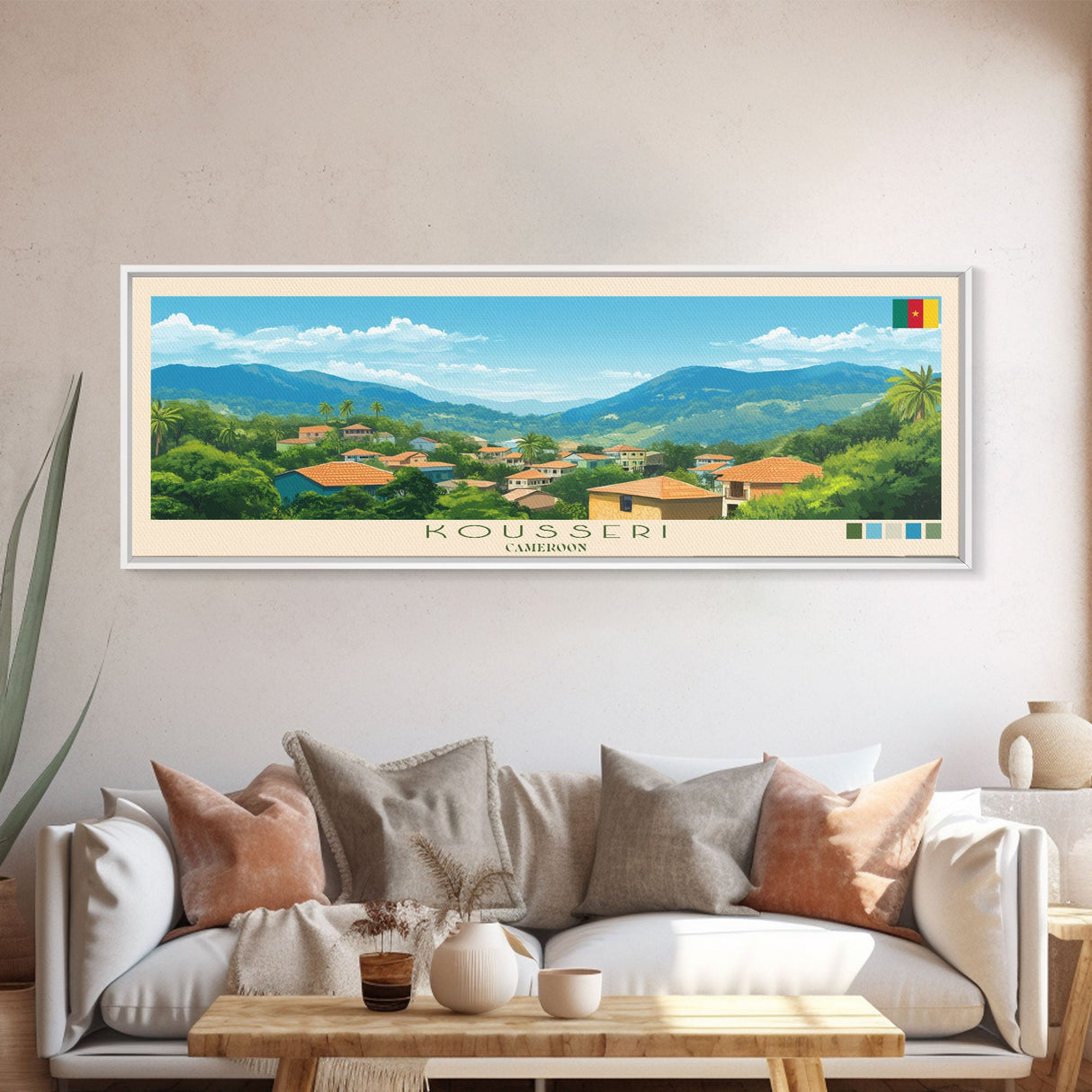 Kousseri, Cameroon Travel Poster Panoramic Canvas Print, Kousseri, Cameroon Painting, Cameroon Art, Kousseri Travel Art, Guest Room Painting