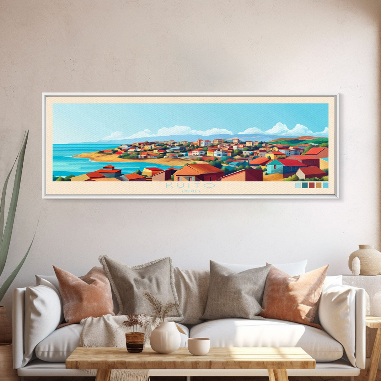 Panoramic Travel Poster Kuito, Angola Canvas Print, Kuito, Angola Painting, Angola Art, Kuito Travel Art, Guest Room Painting