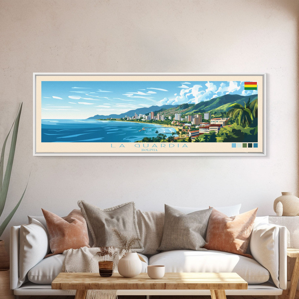 La Guardia, Bolivia Travel Poster Panoramic Canvas Print, La Guardia, Bolivia Painting, Bolivia Art, La Guardia Travel Art, Guest Room Painting