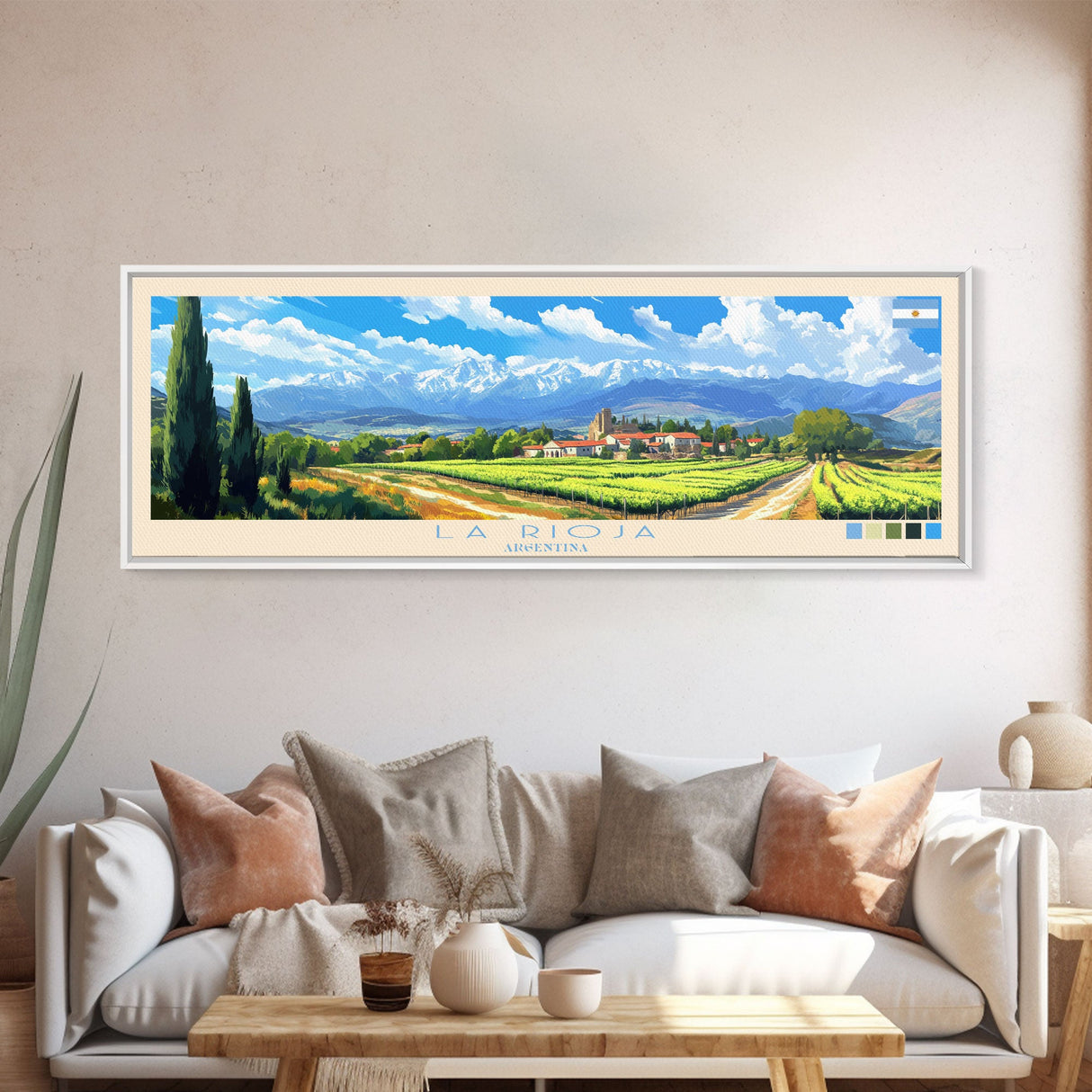 La Rioja, Argentina Panoramic Travel Poster Canvas Print, La Rioja, Argentina Painting, Argentina Art, La Rioja Panoramic Travel Art, Travel Painting