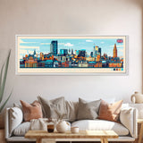 Panoramic Travel Poster Leeds, England Canvas Print, Leeds, England Painting, England Art, Leeds Travel Art, Guest Room Painting