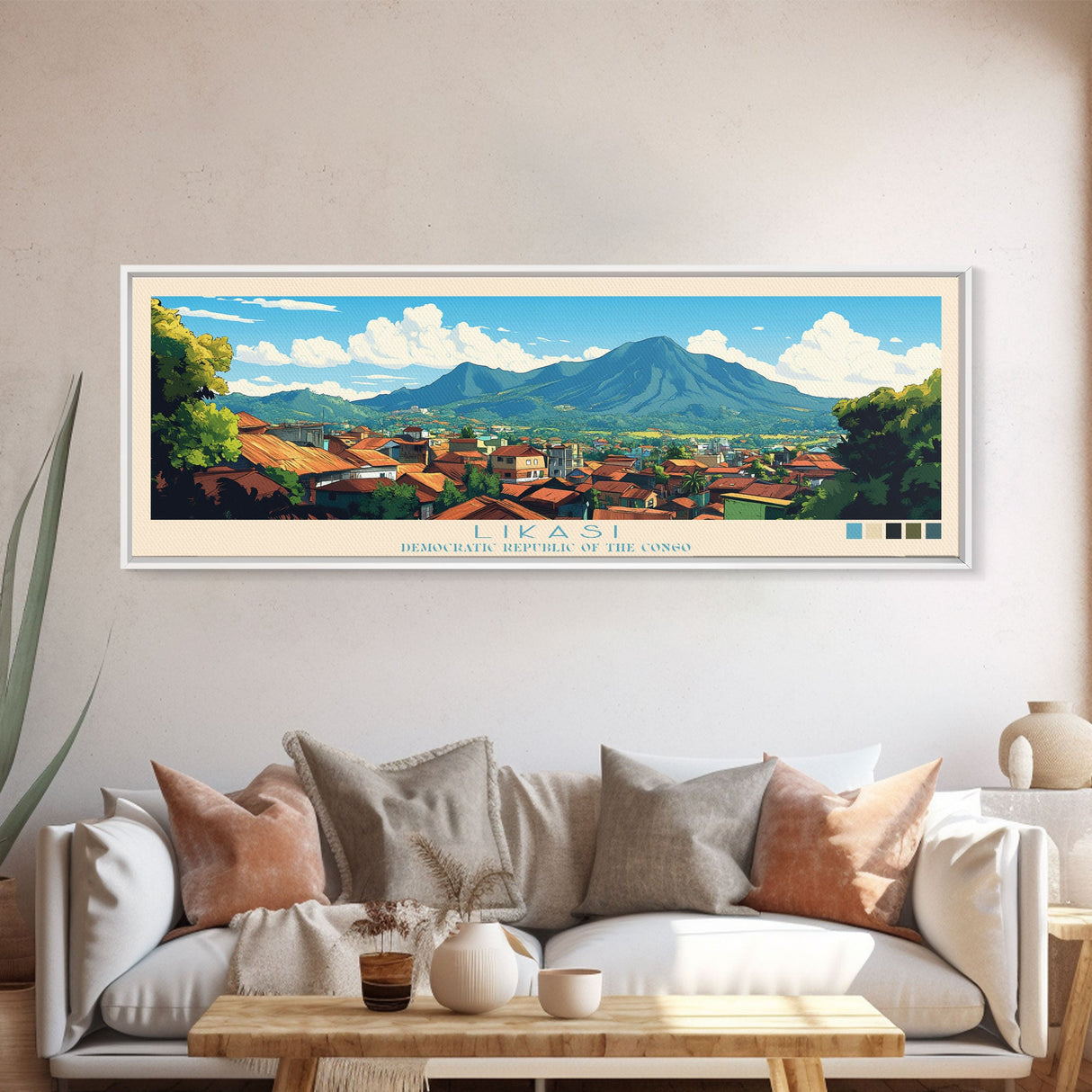 Likasi, Congo Travel Poster Panoramic Canvas Print, Likasi, Congo Painting, Congo Art, Likasi Travel Art, Guest Room Painting