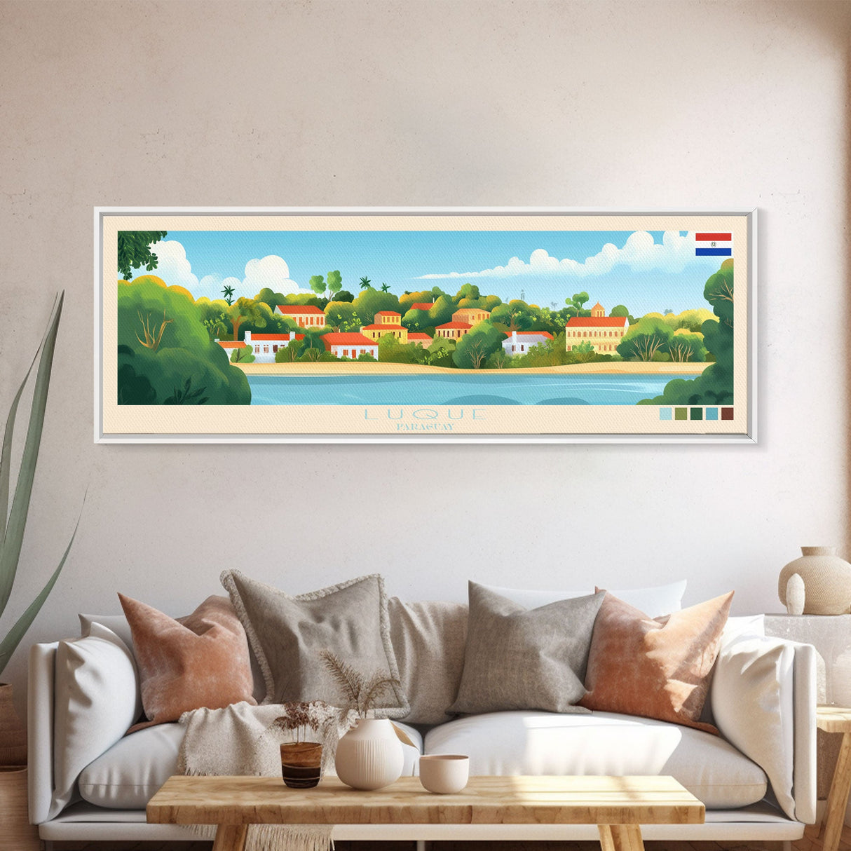 Luque, Paraguay Panoramic Travel Poster Canvas Print, Luque, Paraguay Painting, Paraguay Art, Luque Travel Art, Living Room Painting