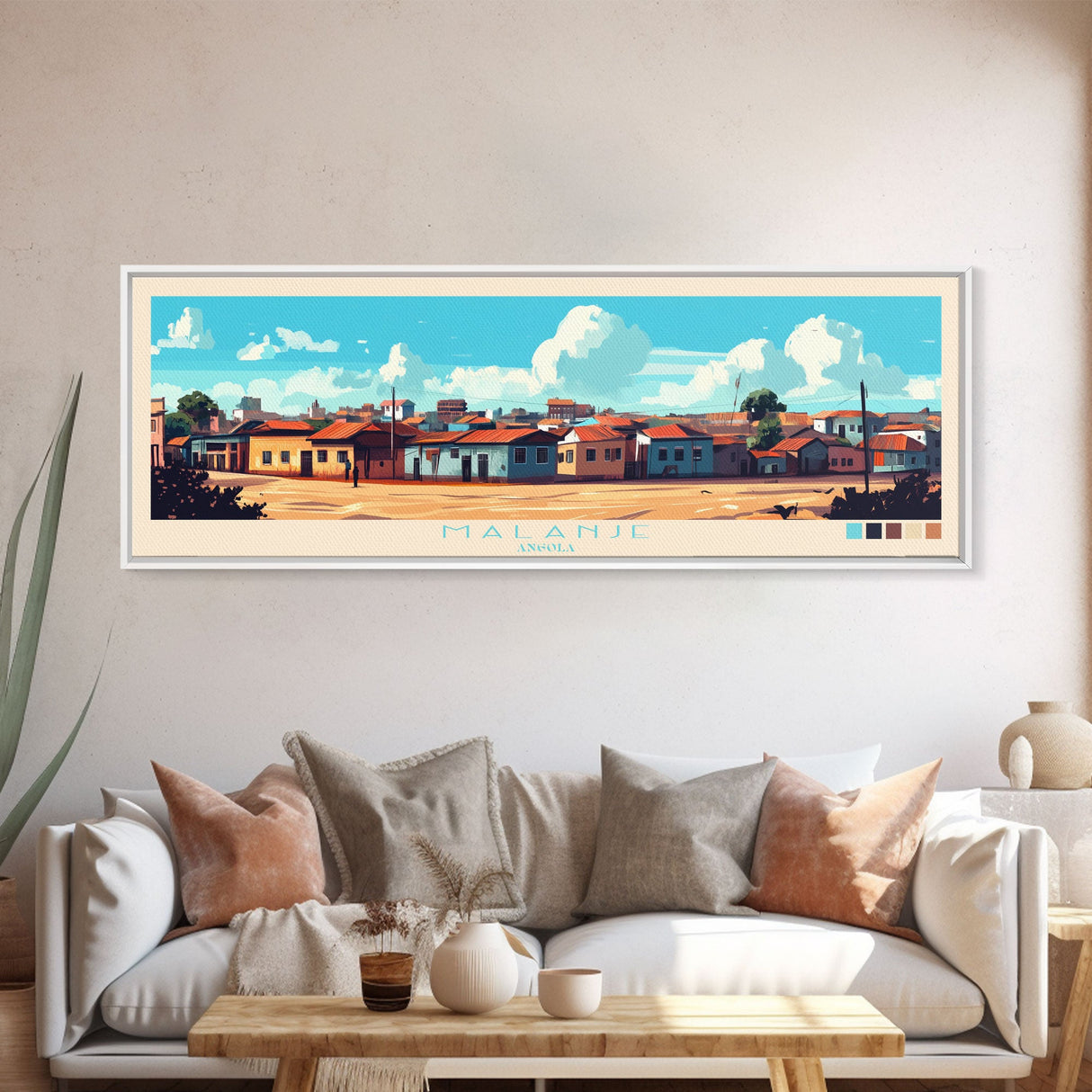 Malanje, Angola Panoramic Travel Poster Canvas Print, Malanje, Angola Painting, Angola Art, Malanje Travel Art, Living Room Painting