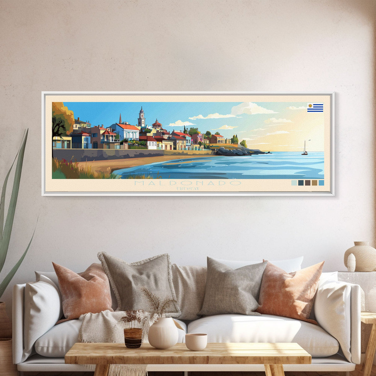 Maldonado, Uruguay Travel Poster Panoramic Canvas Print, Maldonado, Uruguay Painting, Uruguay Art, Maldonado Travel Art, Guest Room Painting