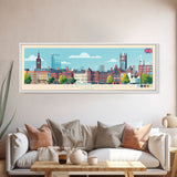 Manchester, England Panoramic Travel Poster Canvas Print, Manchester, England Painting, England Art, Manchester Travel Art, Guest Room Painting