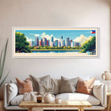 Manila, Philippines Panoramic Travel Poster Canvas Print, Manila, Philippines Painting, Philippines Art, Manila Panoramic Travel Art, Travel Painting