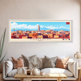 Marrakesh, Morocco Panoramic Travel Poster Canvas Print, Marrakesh, Morocco Painting, Morocco Art, Marrakesh Travel Art, Guest Room Painting