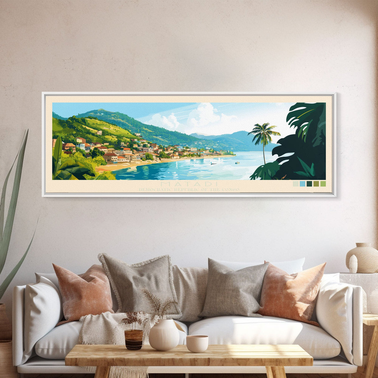 Panoramic Travel Poster Matadi, Congo Canvas Print, Matadi, Congo Painting, Congo Art, Matadi Travel Art, Guest Room Painting