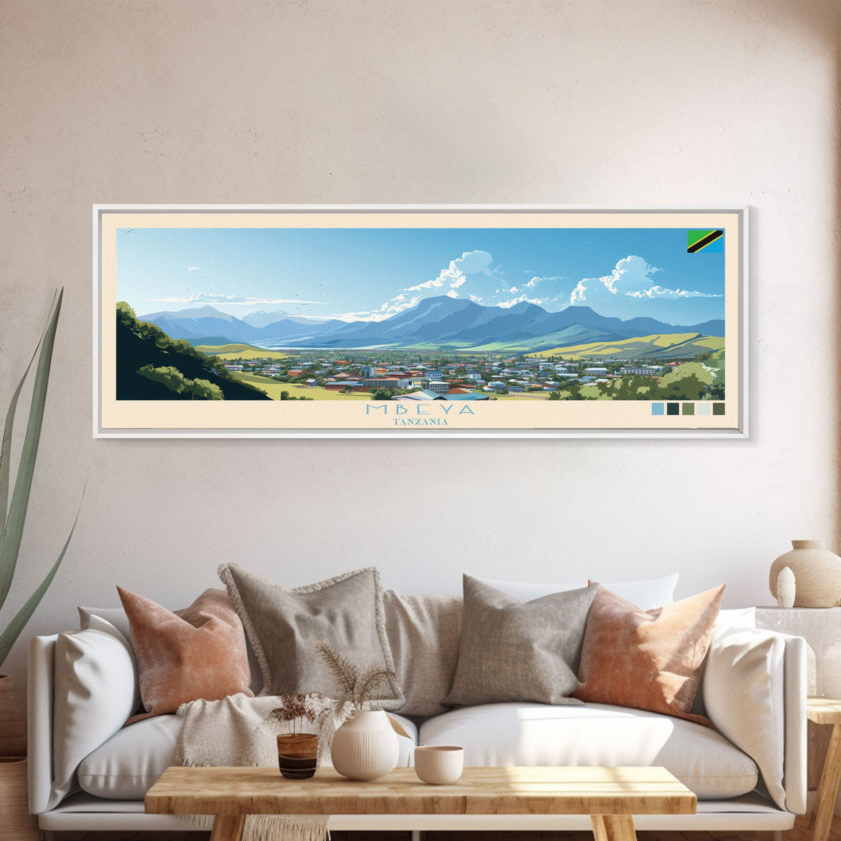 Mbeya, Tanzania Panoramic Travel Poster Canvas Print, Mbeya, Tanzania Painting, Tanzania Art, Mbeya Travel Art, Living Room Painting