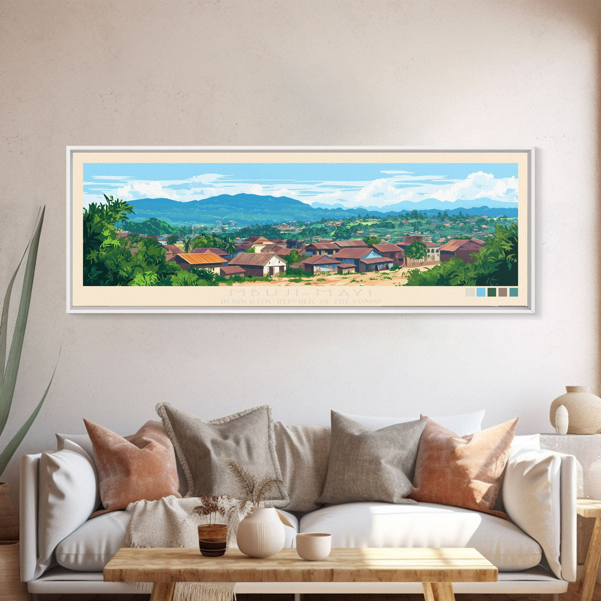 Mbuji-Mayi, Congo Travel Poster Panoramic Canvas Print, Mbuji-Mayi, Congo Painting, Congo Art, Mbuji-Mayi Travel Art, Guest Room Painting