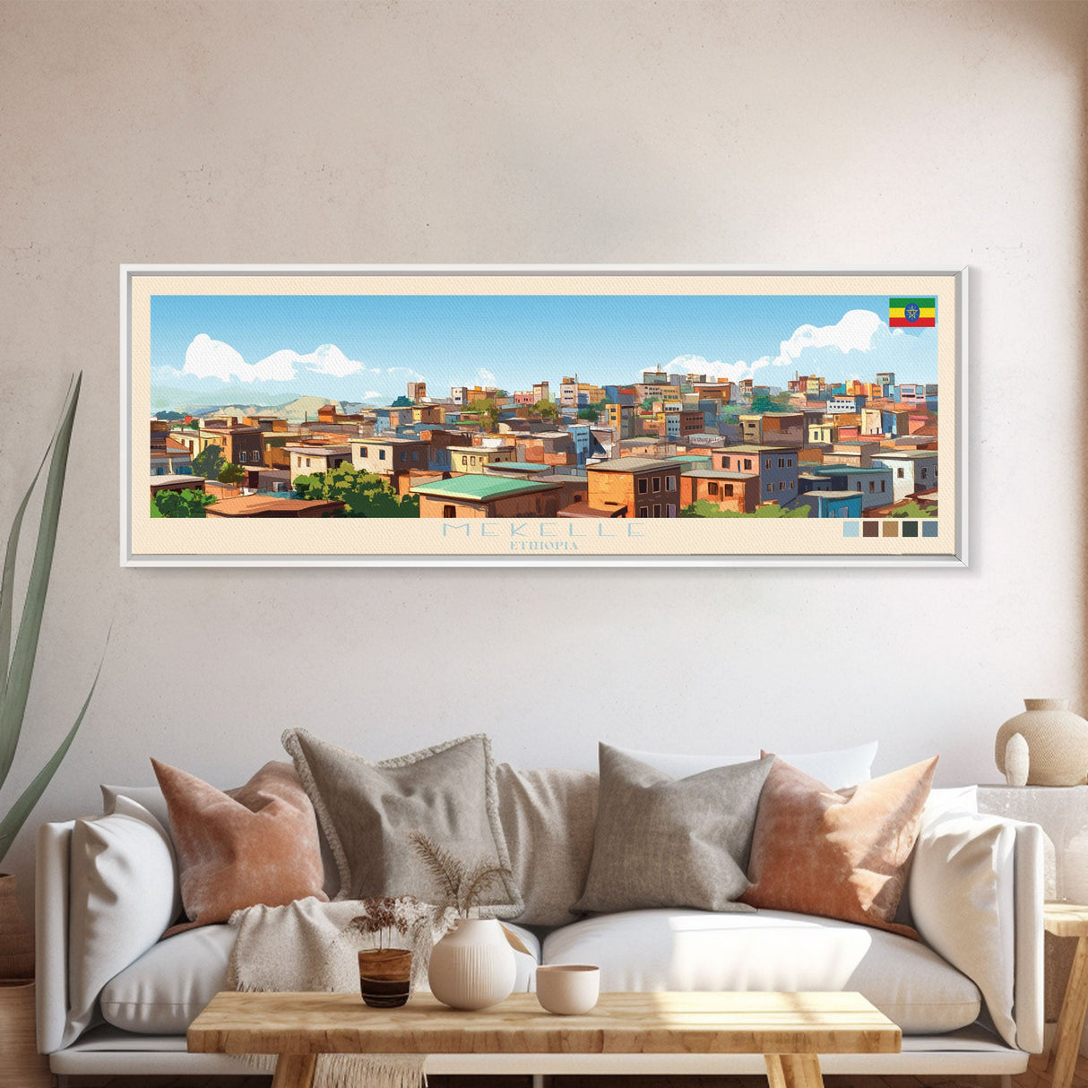 Mekelle, Ethiopia Panoramic Travel Poster Canvas Print, Mekelle, Ethiopia Painting, Ethiopia Art, Mekelle Panoramic Travel Art, Travel Painting