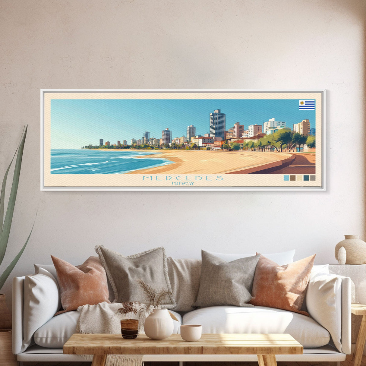 Mercedes, Uruguay Travel Poster Panoramic Canvas Print, Mercedes, Uruguay Painting, Uruguay Art, Mercedes Travel Art, Guest Room Painting