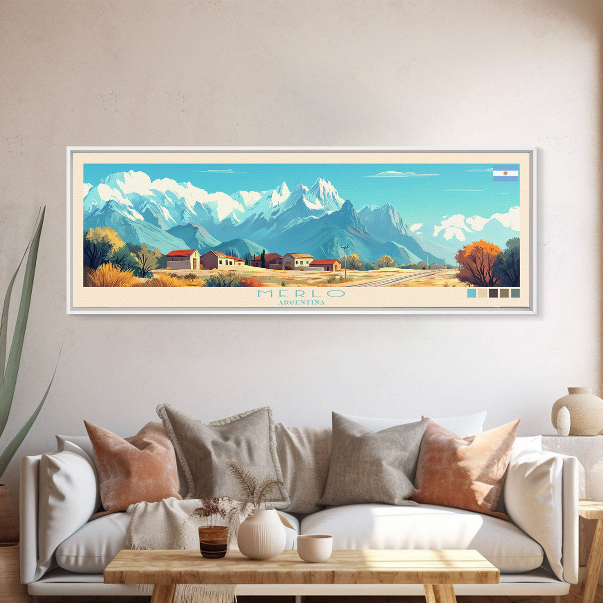 Merlo, Argentina Travel Poster Panoramic Canvas Print, Merlo, Argentina Painting, Argentina Art, Merlo Travel Art, Guest Room Painting