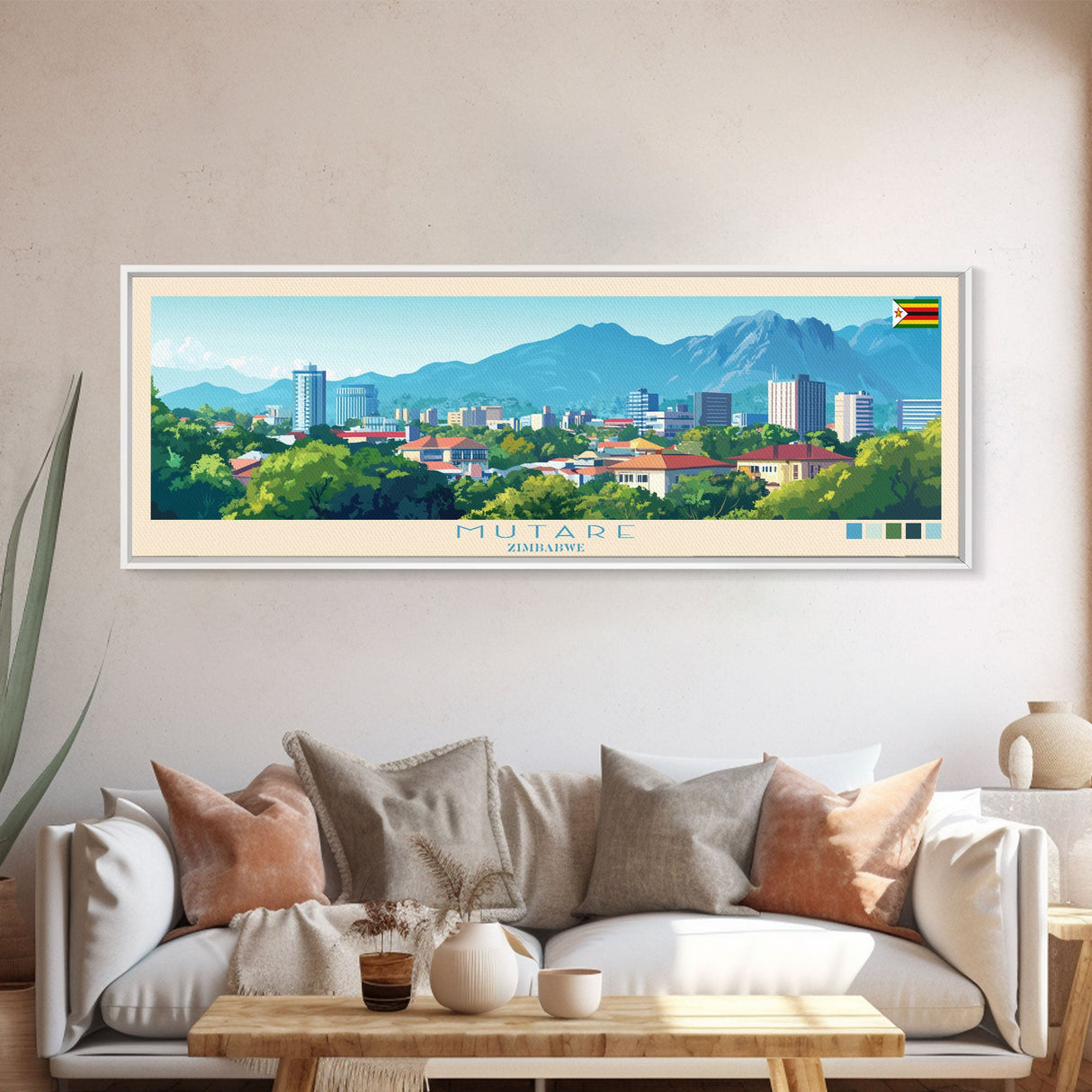 Panoramic Travel Poster Mutare, Zimbabwe Canvas Print, Mutare, Zimbabwe Painting, Zimbabwe Art, Mutare Travel Art, Guest Room Painting