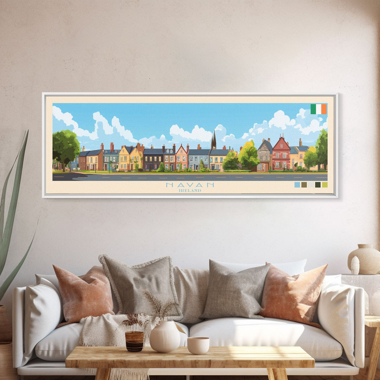 Navan, Ireland Travel Poster Panoramic Canvas Print, Navan, Ireland Painting, Ireland Art, Navan Travel Art, Guest Room Painting