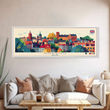 Panoramic Travel Poster Norwich, England Canvas Print, Norwich, England Painting, England Art, Norwich Travel Art, Guest Room Painting