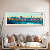 Nottingham, England Panoramic Travel Poster Canvas Print, Nottingham, England Painting, England Art, Nottingham Panoramic Travel Art, Travel Painting