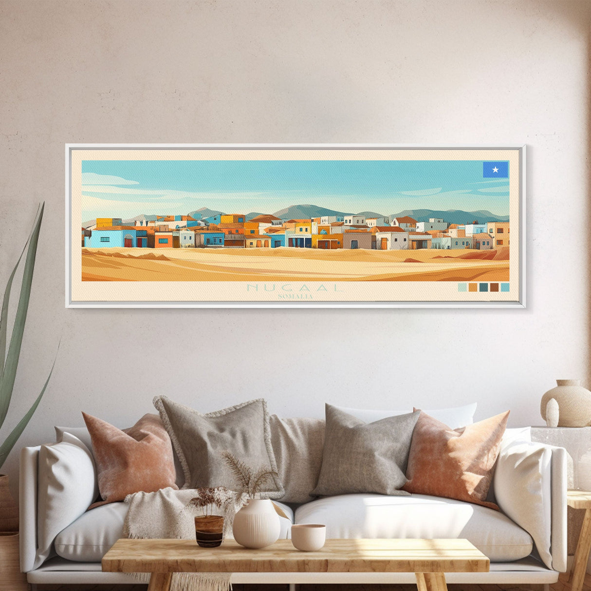 Nugaal, Somalia Panoramic Travel Poster Canvas Print, Nugaal, Somalia Painting, Somalia Art, Nugaal Travel Art, Living Room Painting