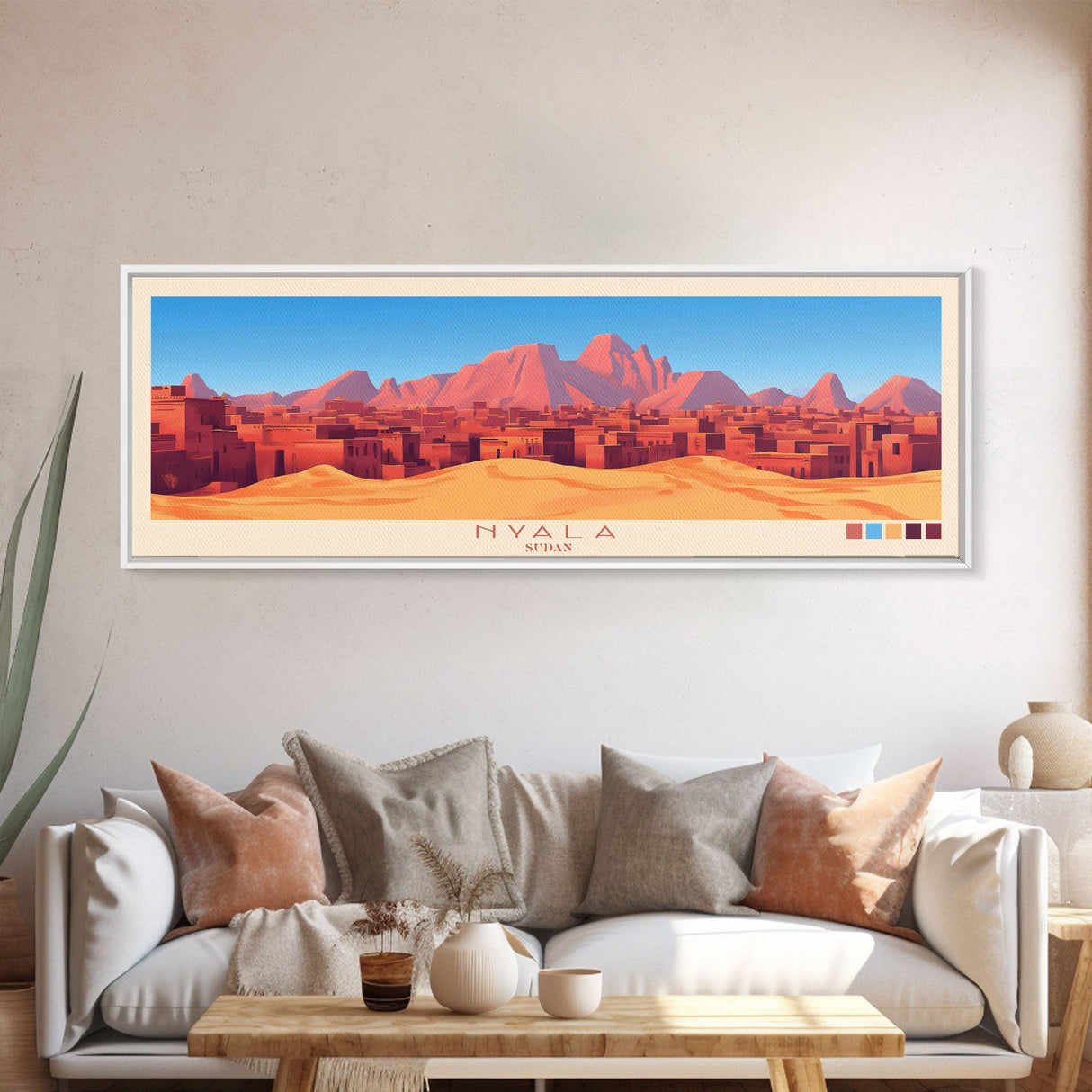 Nyala,  Sudan Travel Poster Panoramic Canvas Print, Nyala,  Sudan Painting,  Sudan Art, Nyala Travel Art, Guest Room Painting