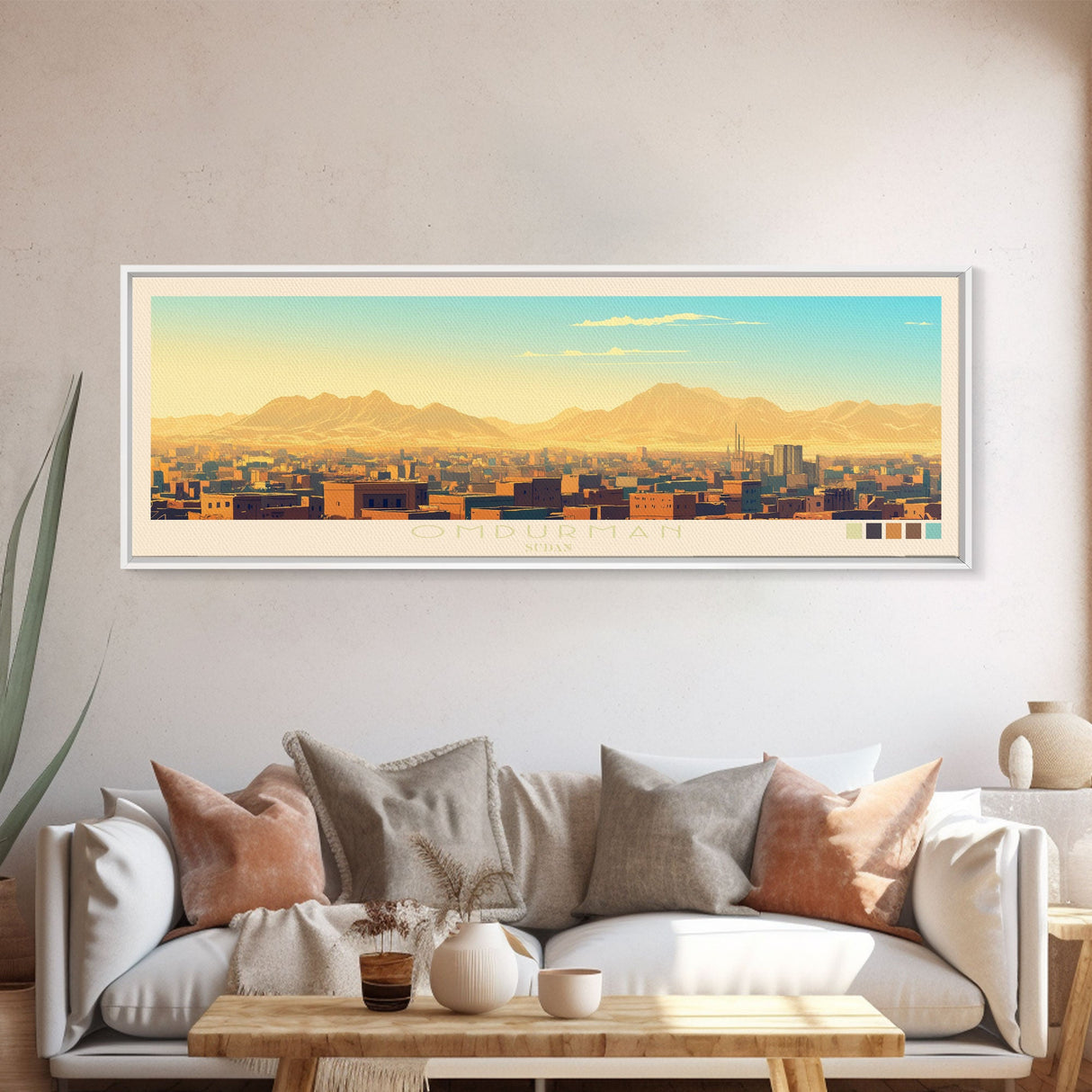 Omdurman,  Sudan Panoramic Travel Poster Canvas Print, Omdurman,  Sudan Painting,  Sudan Art, Omdurman Travel Art, Guest Room Painting