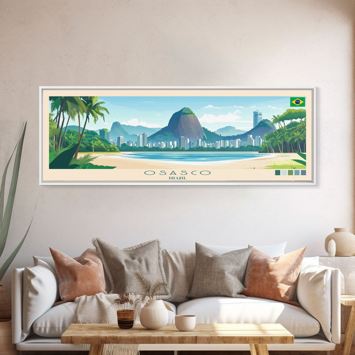 Osasco, Brazil Panoramic Travel Poster Canvas Print, Osasco, Brazil Painting, Brazil Art, Osasco Travel Art, Living Room Painting