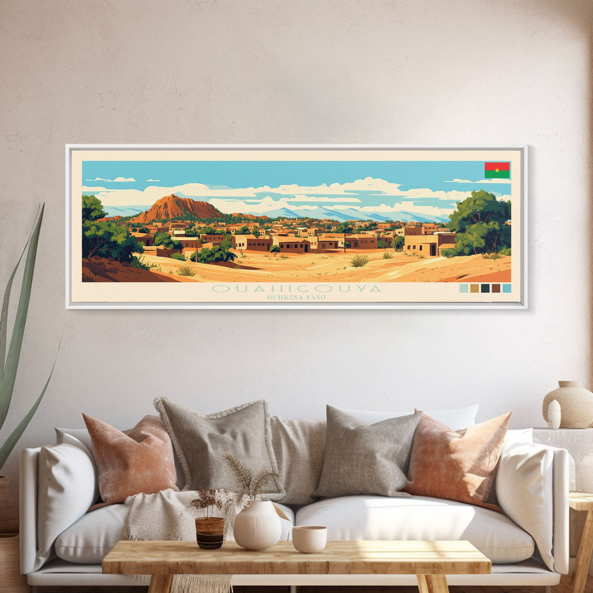 Ouahigouya, Burkina Faso Panoramic Travel Poster Canvas Print, Ouahigouya, Burkina Faso Painting, Burkina Faso Art, Ouahigouya Travel Art, Guest Room Painting