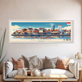 Palembang, Indonesia Panoramic Travel Poster Canvas Print, Palembang, Indonesia Painting, Indonesia Art, Palembang Travel Art, Guest Room Painting