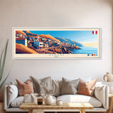 Pisco, Peru Travel Poster Panoramic Canvas Print, Pisco, Peru Painting, Peru Art, Pisco Travel Art, Guest Room Painting