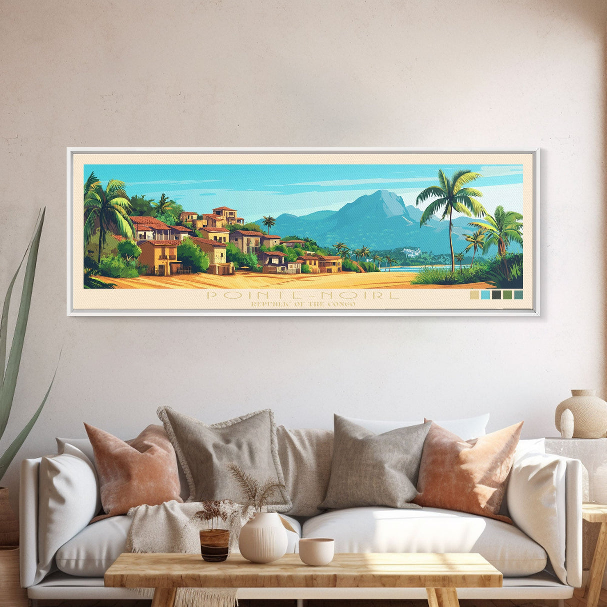 Panoramic Travel Poster Pointe-Noire, Republic of the Congo Canvas Print, Pointe-Noire, Republic of the Congo Painting, Republic of the Congo Art, Pointe-Noire Travel Art, Guest Room Painting