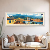 Popayan, Colombia Panoramic Travel Poster Canvas Print, Popayan, Colombia Painting, Colombia Art, Popayan Panoramic Travel Art, Travel Painting