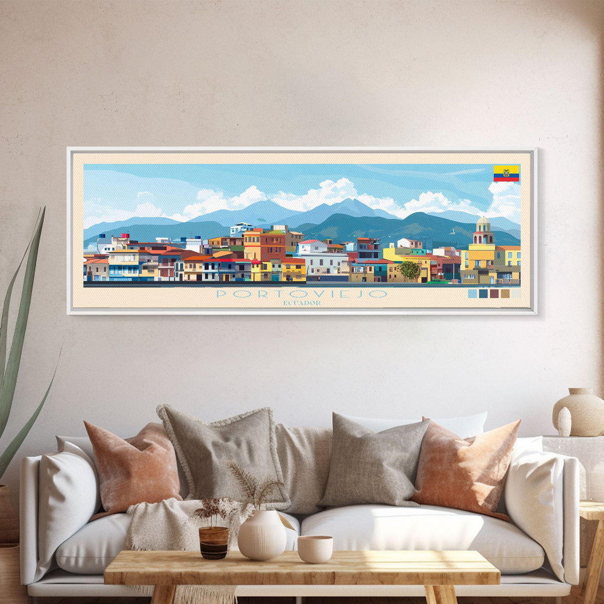 Portsmouth, England Panoramic Travel Poster Canvas Print, Portsmouth, England Painting, England Art, Portsmouth Panoramic Travel Art, Travel Painting