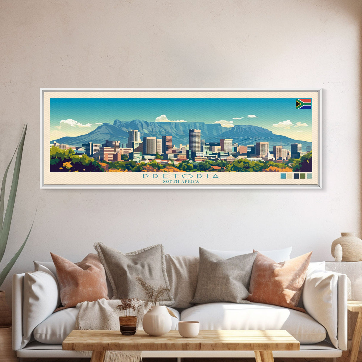 Pretoria, South Africa Panoramic Travel Poster Canvas Print, Pretoria, South Africa Painting, South Africa Art, Pretoria Travel Art, Living Room Painting