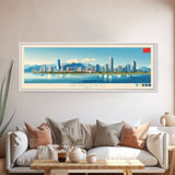 Qingdao, China Panoramic Travel Poster Canvas Print, Qingdao, China Painting, China Art, Qingdao Panoramic Travel Art, Travel Painting