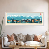 Red Deer, Canada Travel Poster Panoramic Canvas Print, Red Deer, Canada Painting, Canada Art, Red Deer Travel Art, Guest Room Painting