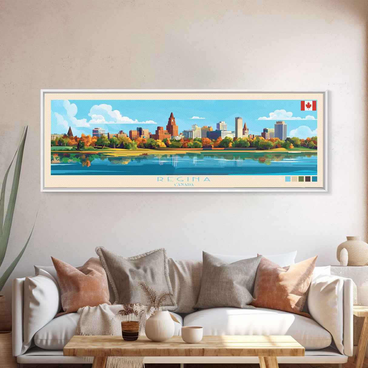 Regina, Canada Panoramic Travel Poster Canvas Print, Regina, Canada Painting, Canada Art, Regina Panoramic Travel Art, Travel Painting