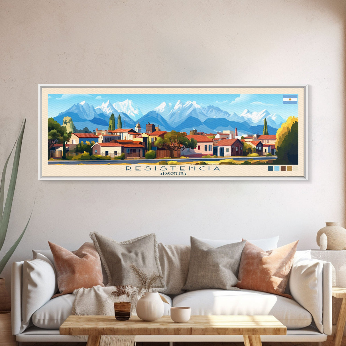 Resistencia, Argentina Panoramic Travel Poster Canvas Print, Resistencia, Argentina Painting, Argentina Art, Resistencia Travel Art, Guest Room Painting