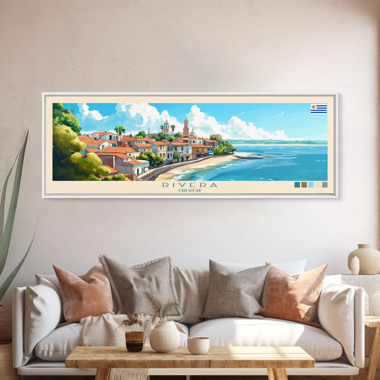 Rivera, Uruguay Panoramic Travel Poster Canvas Print, Rivera, Uruguay Painting, Uruguay Art, Rivera Travel Art, Guest Room Painting