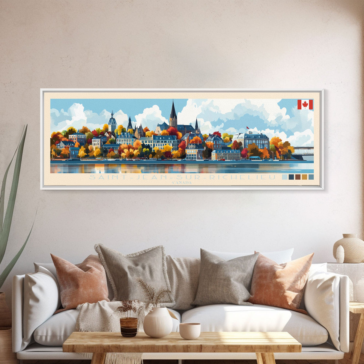 Saint-Jean-sur-Richelieu, Canada Travel Poster Panoramic Canvas Print, Saint-Jean-sur-Richelieu, Canada Painting, Canada Art, Saint-Jean-sur-Richelieu Travel Art, Guest Room Painting