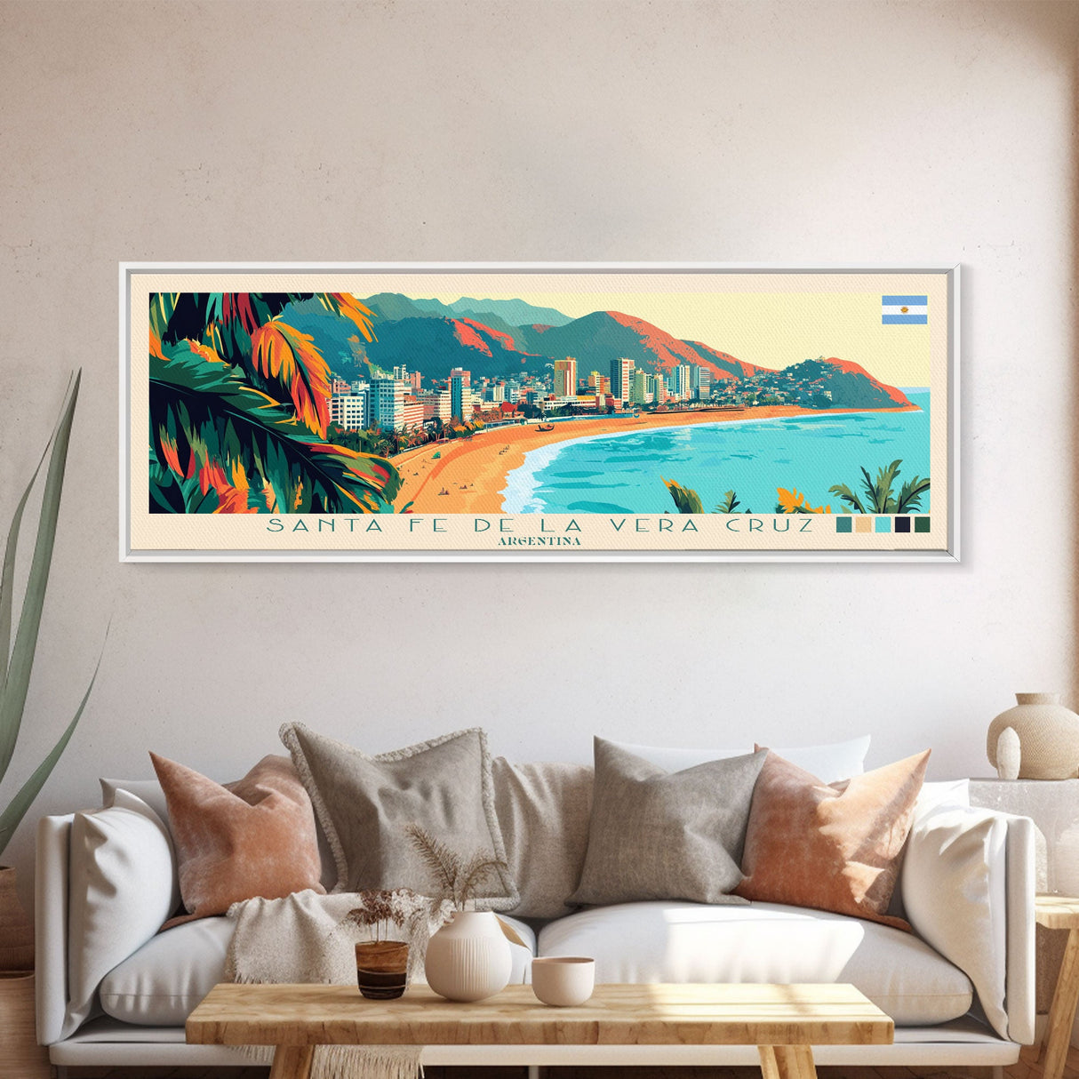 Santa Fe de la Vera Cruz, Argentina Travel Poster Panoramic Canvas Print, Santa Fe de la Vera Cruz, Argentina Painting, Argentina Art, Santa Fe de la Vera Cruz Travel Art, Guest Room Painting