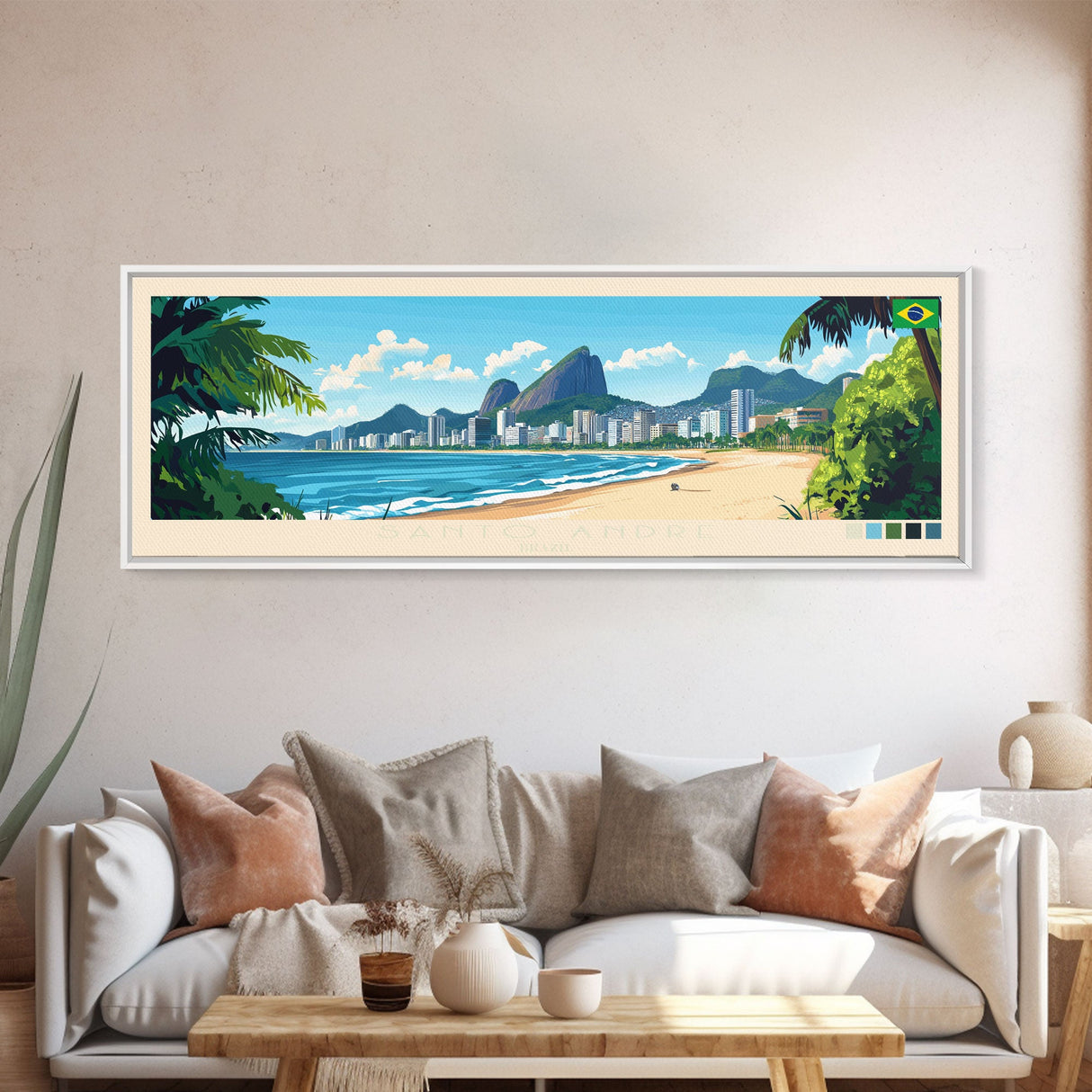 Santo Andre, Brazil Panoramic Travel Poster Canvas Print, Santo Andre, Brazil Painting, Brazil Art, Santo Andre Panoramic Travel Art, Travel Painting