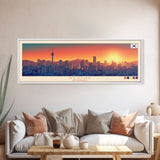 Seoul, South Korea Panoramic Travel Poster Canvas Print, Seoul, South Korea Painting, South Korea Art, Seoul Travel Art, Guest Room Painting