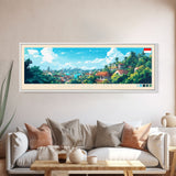 Starfruit City, Indonesia Panoramic Travel Poster Canvas Print, Starfruit City, Indonesia Painting, Indonesia Art, Starfruit City Panoramic Travel Art, Travel Painting