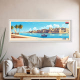 Suez, Egypt Travel Poster Panoramic Canvas Print, Suez, Egypt Painting, Egypt Art, Suez Travel Art, Guest Room Painting