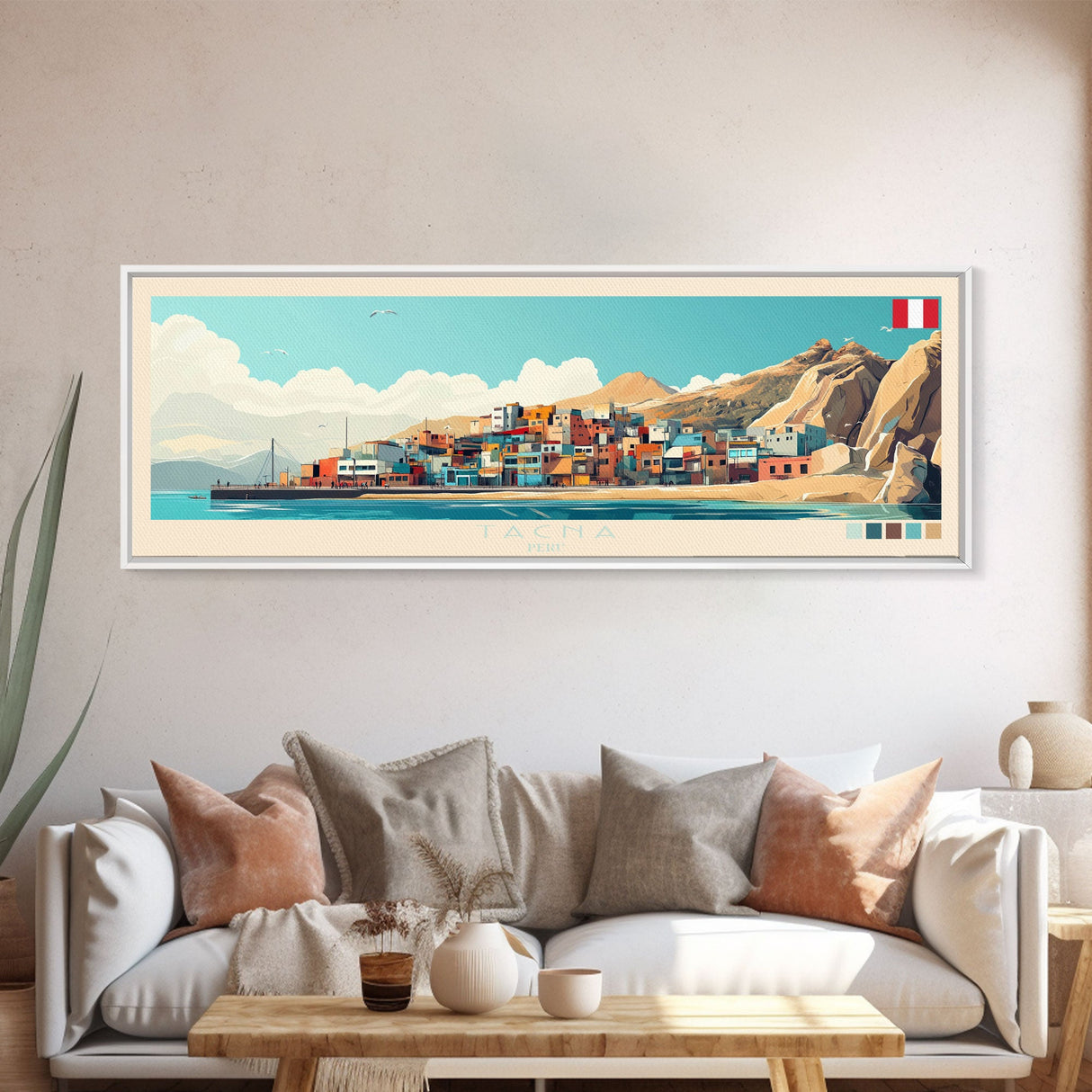 Tacna, Peru Panoramic Travel Poster Canvas Print, Tacna, Peru Painting, Peru Art, Tacna Panoramic Travel Art, Travel Painting