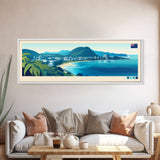 Tauranga, New Zealand Travel Poster Panoramic Canvas Print, Tauranga, New Zealand Painting, New Zealand Art, Tauranga Travel Art, Guest Room Painting