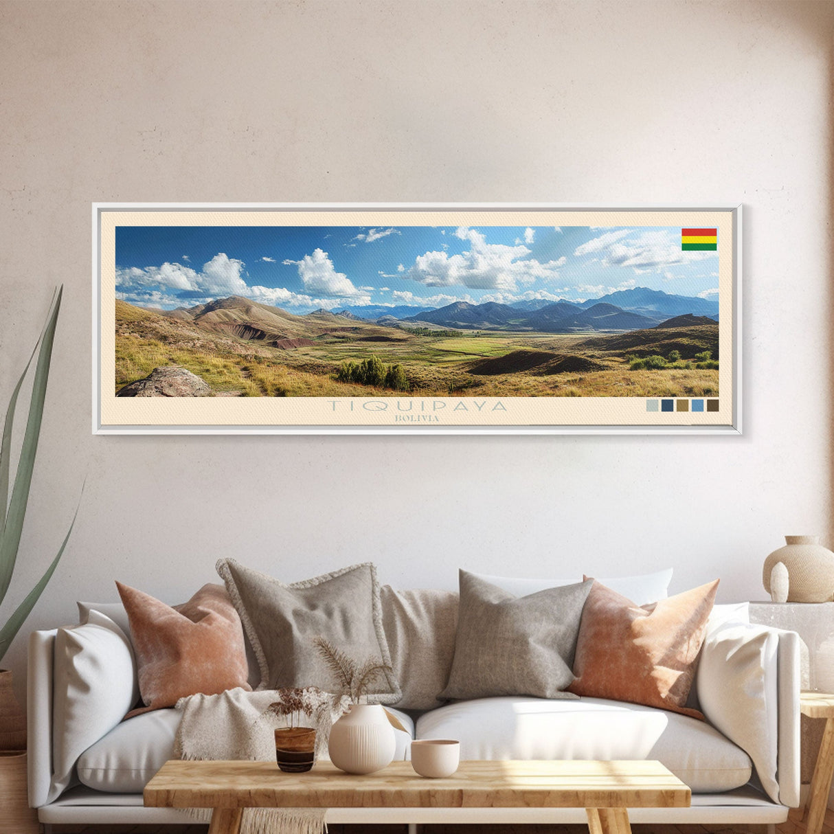 Tiquipaya, Bolivia Panoramic Travel Poster Canvas Print, Tiquipaya, Bolivia Painting, Bolivia Art, Tiquipaya Travel Art, Guest Room Painting